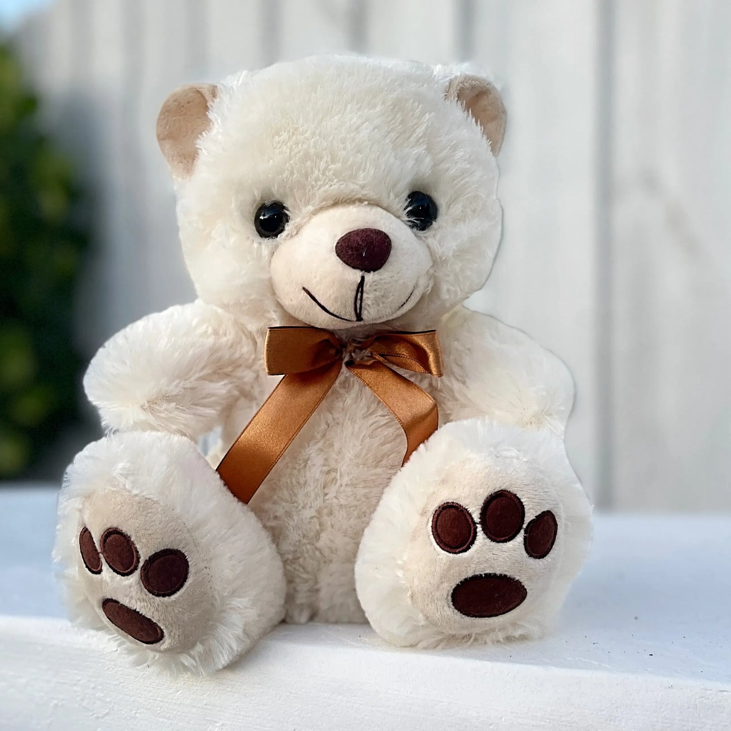 11" Beige Stuffed Teddy Bear - Miami Flower Store Same-Day Delivery Fort Lauderdale Brickell Aventura Las Olas Hallendale Beach Hollywood Sunny Isles