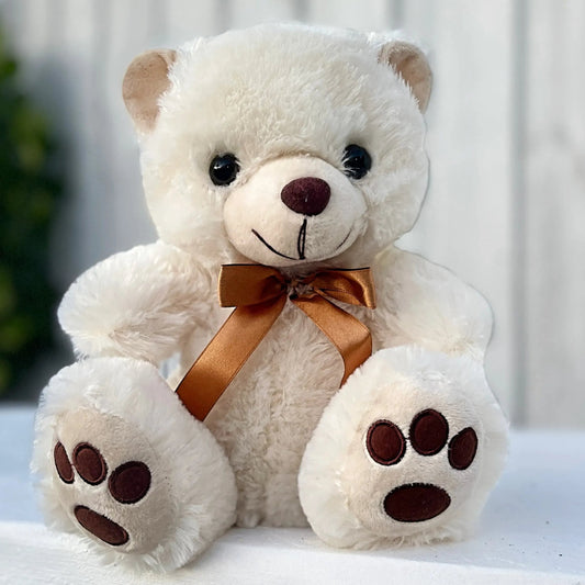 11" Beige Stuffed Teddy Bear - Miami Flower Store Same-Day Delivery Fort Lauderdale Brickell Aventura Las Olas Hallendale Beach Hollywood Sunny Isles