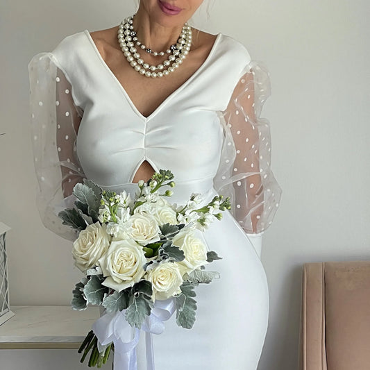 White Rose Bridal Wedding Flower Bouquet - Miami Flower Store Same-Day Delivery Fort Lauderdale Brickell Aventura Las Olas Hallendale Beach Hollywood Sunny Isles