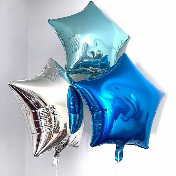 3 or 5 Balloons Blue Metallic Foil Star Balloon Bouquet - Miami Flower Store Same-Day Delivery Fort Lauderdale Brickell Aventura Las Olas Hallendale Beach Hollywood Sunny Isles