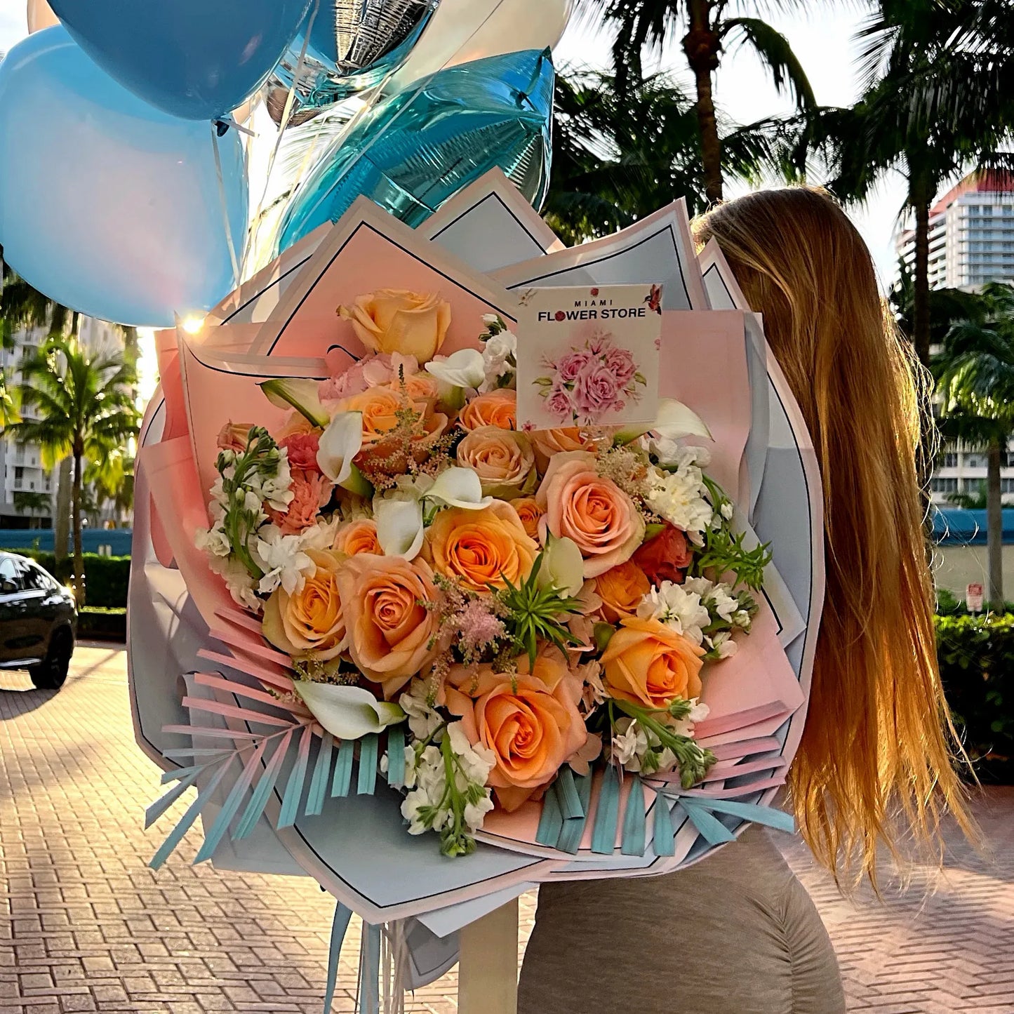 Orange Roses & White Callas Mix Flower Bouquet - Miami Flower Store Same-Day Delivery Fort Lauderdale Brickell Aventura Las Olas Hallendale Beach Hollywood Sunny Isles