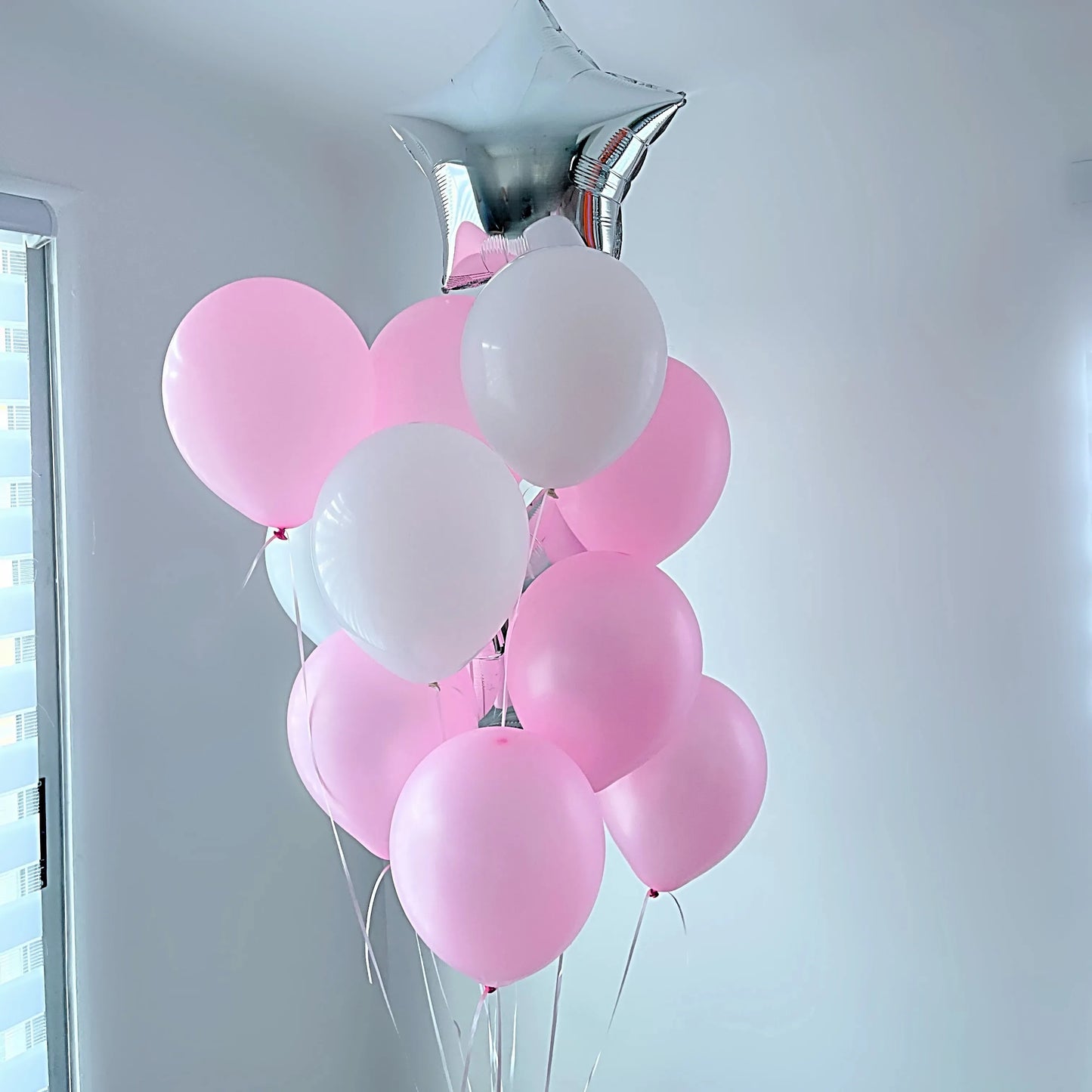 15 Pink Metallic Foil & Latex Balloon Bouquet - Miami Flower Store Same-Day Delivery Fort Lauderdale Brickell Aventura Las Olas Hallendale Beach Hollywood Sunny Isles