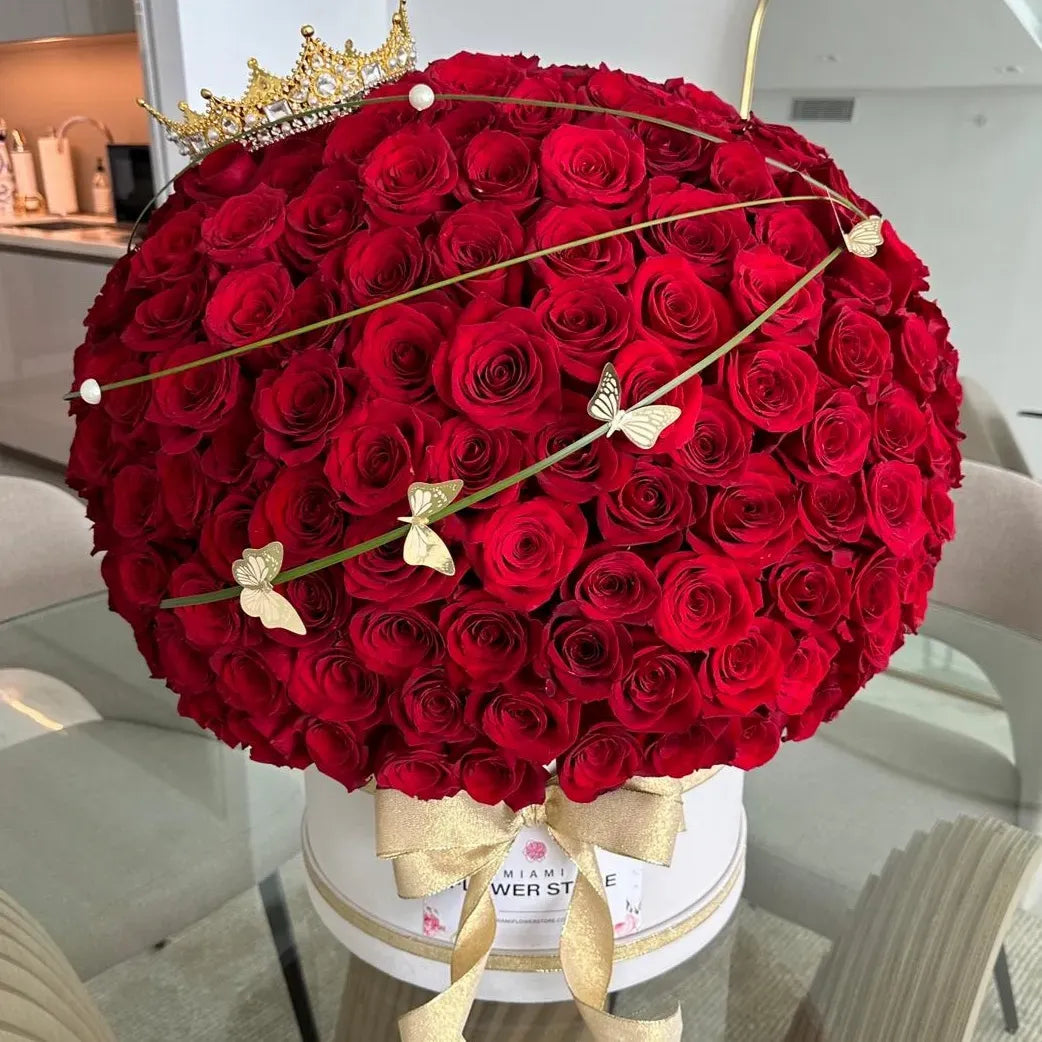300 Red Rose Luxury Flower Bouquet In A Box - Miami Flower Store Same-Day Delivery Fort Lauderdale Brickell Aventura Las Olas Hallendale Beach Hollywood Sunny Isles