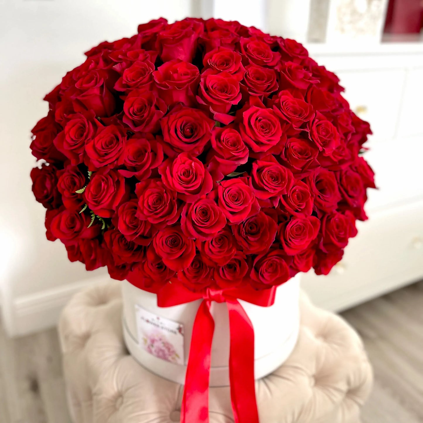 200 Red Rose Flower Bouquet In A Box With Orchids - Miami Flower Store Same-Day Delivery Fort Lauderdale Brickell Aventura Las Olas Hallendale Beach Hollywood Sunny Isles