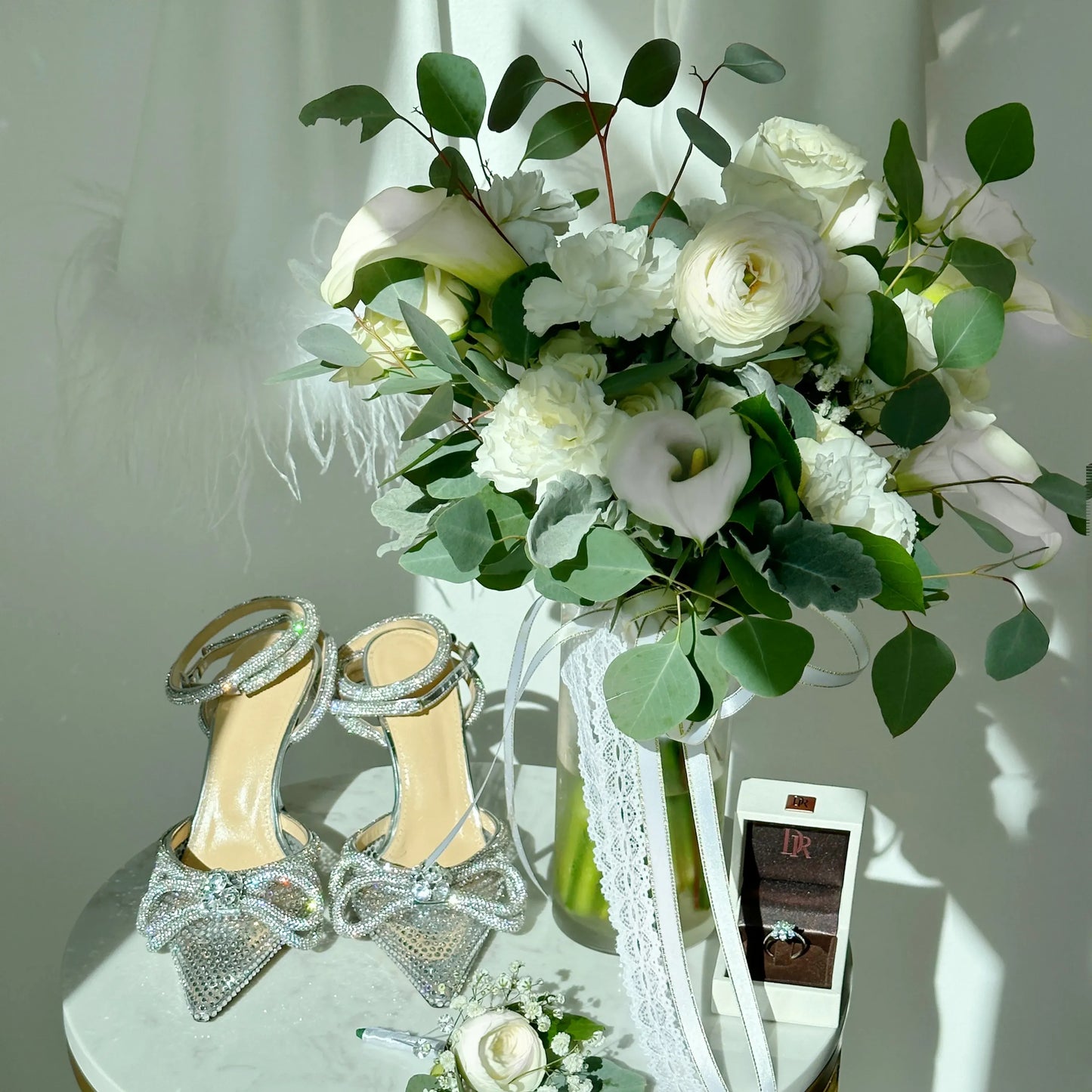 Calla Lilia Flower Bouquet Wedding With Roses & Ranunculus - Miami Flower Store Same-Day Delivery Fort Lauderdale Brickell Aventura Las Olas Hallendale Beach Hollywood Sunny Isles