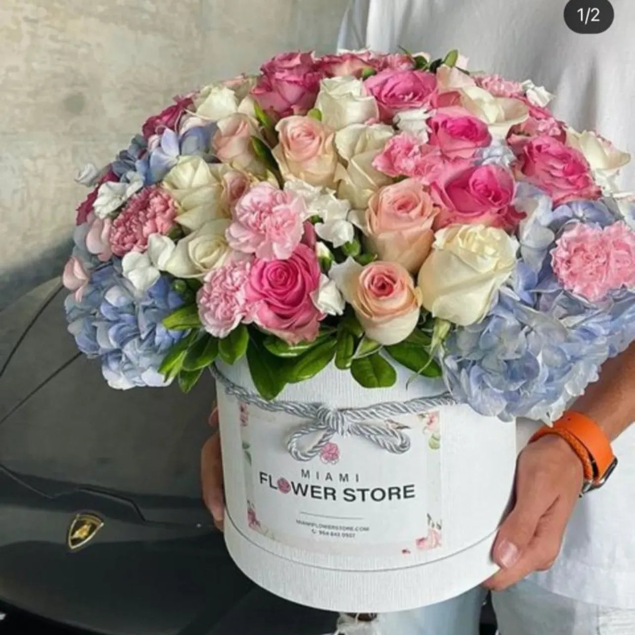 Roses, Hydrangeas & More Flower Bouquet In A Box - Miami Flower Store Same-Day Delivery Fort Lauderdale Brickell Aventura Las Olas Hallendale Beach Hollywood Sunny Isles