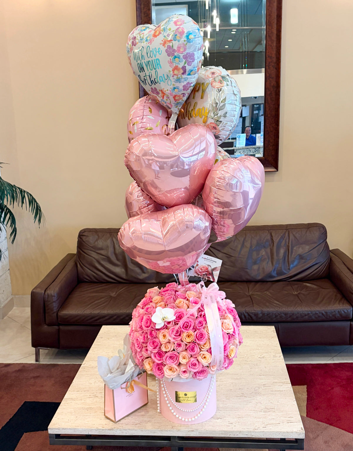 100 Multicolored Rose Flower Bouquet In A HatBox/ Colored Roses - Miami Flower Store Same-Day Delivery Fort Lauderdale Brickell Aventura Las Olas Hallendale Beach Hollywood Sunny Isles