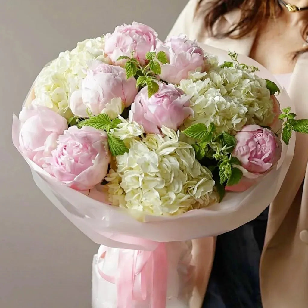 Peony & Hydrangea Flower Bouquet - Miami Flower Store Same-Day Delivery Fort Lauderdale Brickell Aventura Las Olas Hallendale Beach Hollywood Sunny Isles