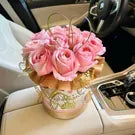 Peach Roses With Golden Butterflies Flower Bouquet In A Box - Miami Flower Store Same-Day Delivery Fort Lauderdale Brickell Aventura Las Olas Hallendale Beach Hollywood Sunny Isles