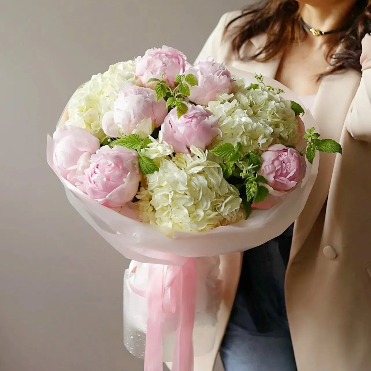 Peony & Hydrangea Flower Bouquet - Miami Flower Store Same-Day Delivery Fort Lauderdale Brickell Aventura Las Olas Hallendale Beach Hollywood Sunny Isles