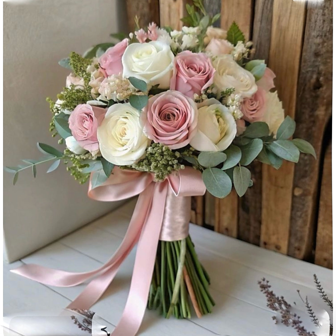 Bridal Bouquet Pink & White In Hollywood - Miami Flower Store Same-Day Delivery Fort Lauderdale Brickell Aventura Las Olas Hallendale Beach Hollywood Sunny Isles
