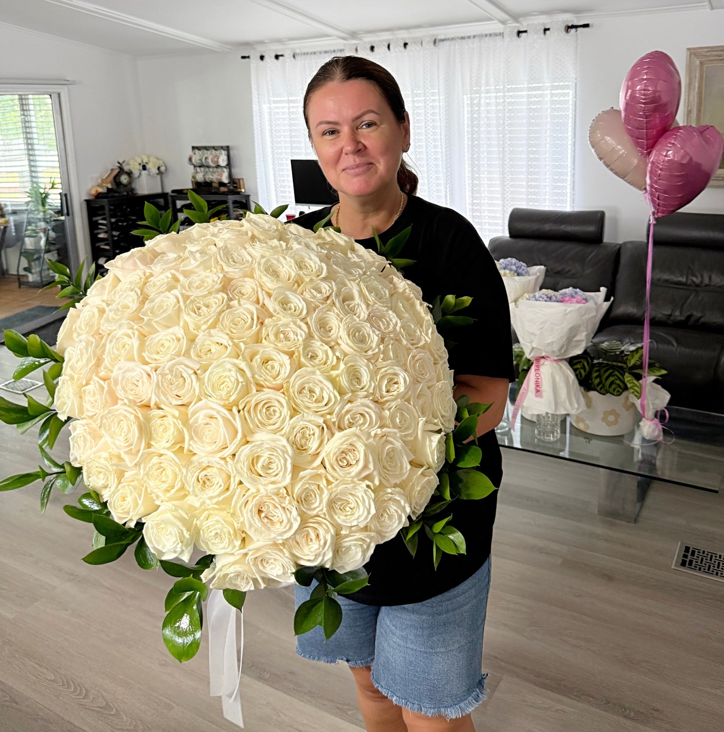 50 White Rose Flower Bouquet - Miami Flower Store Same-Day Delivery Fort Lauderdale Brickell Aventura Las Olas Hallendale Beach Hollywood Sunny Isles
