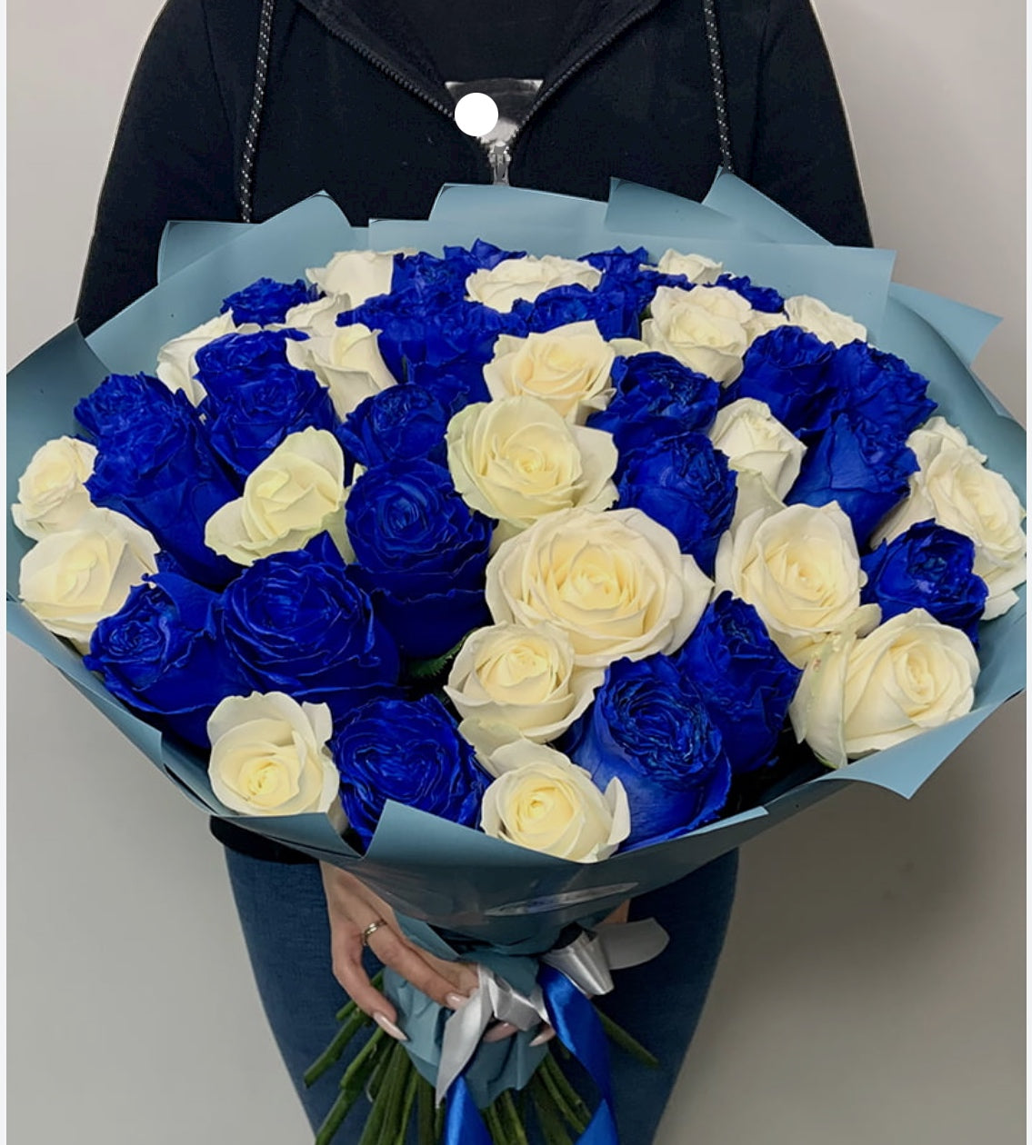 50 Blue Rose Flower Bouquet - Miami Flower Store Same-Day Delivery Fort Lauderdale Brickell Aventura Las Olas Hallendale Beach Hollywood Sunny Isles