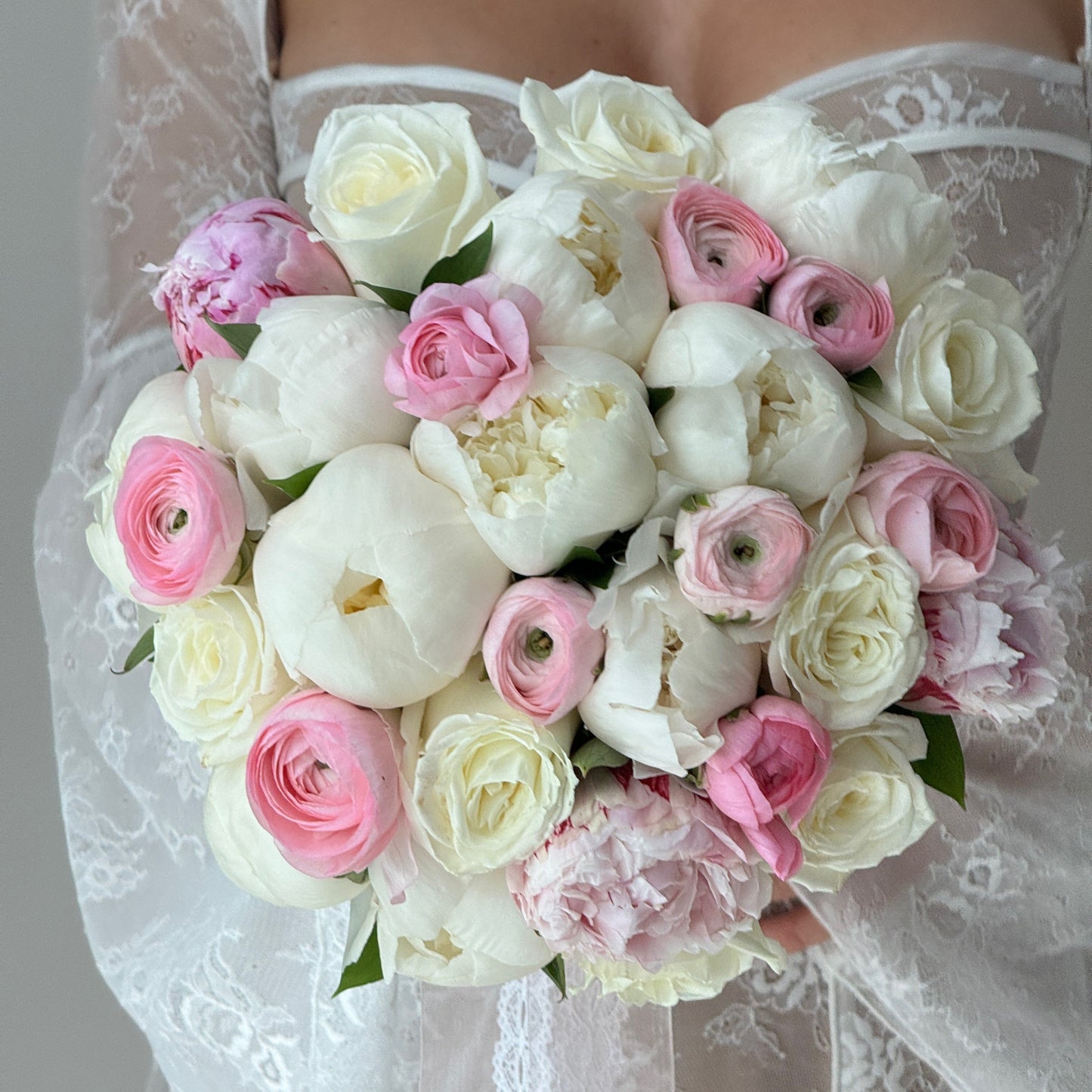 Peony Wedding Bridal Flower Bouquet With Ranunculus & Roses - Miami Flower Store Same-Day Delivery Fort Lauderdale Brickell Aventura Las Olas Hallendale Beach Hollywood Sunny Isles