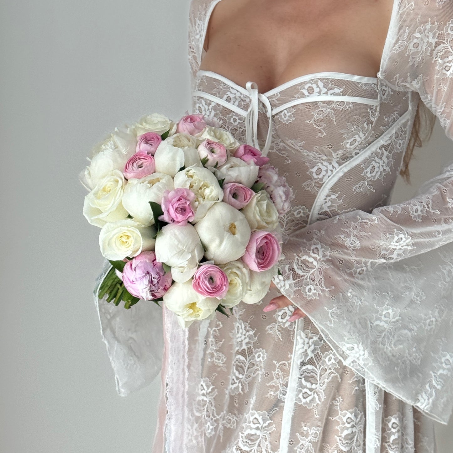 Peony Wedding Bridal Flower Bouquet With Ranunculus & Roses - Miami Flower Store Same-Day Delivery Fort Lauderdale Brickell Aventura Las Olas Hallendale Beach Hollywood Sunny Isles