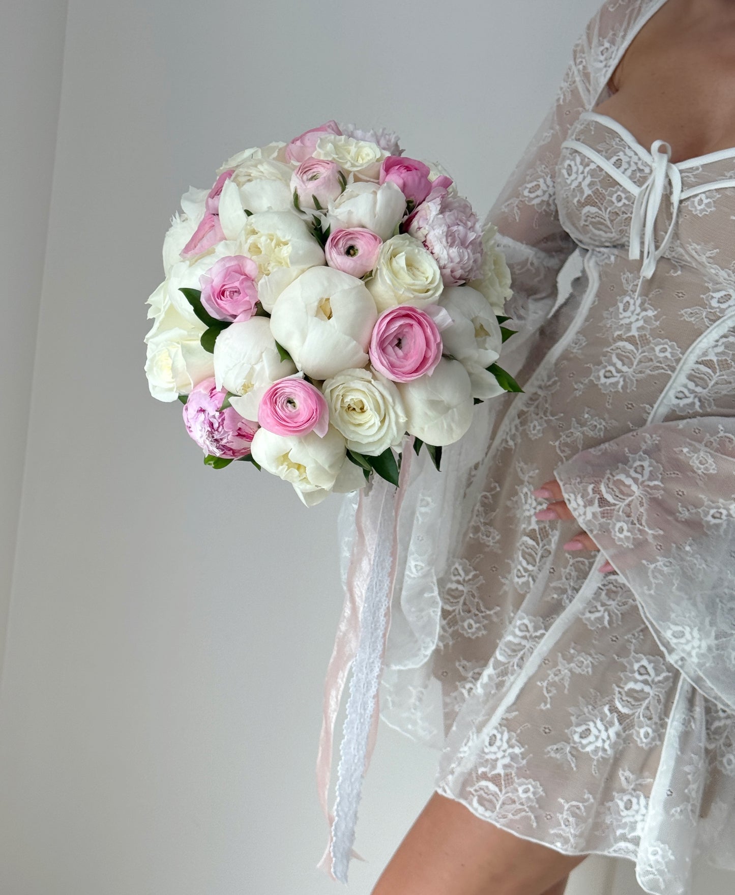 Peony Wedding Bridal Flower Bouquet With Ranunculus & Roses - Miami Flower Store Same-Day Delivery Fort Lauderdale Brickell Aventura Las Olas Hallendale Beach Hollywood Sunny Isles