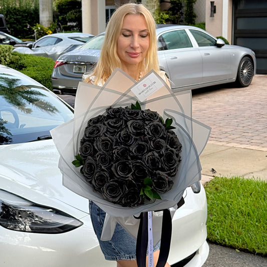 Black Rose Flower Bouquet - Miami Flower Store Same-Day Delivery Fort Lauderdale Brickell Aventura Las Olas Hallendale Beach Hollywood Sunny Isles