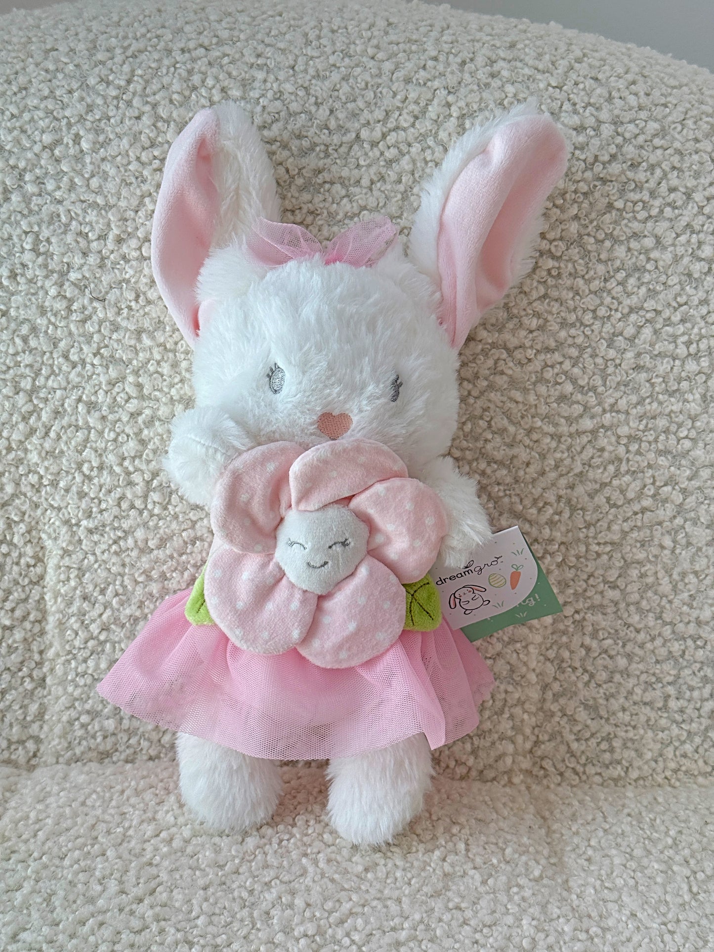 11" Spring Bunny Girl Stuffed Plush Animal - Miami Flower Store Same-Day Delivery Fort Lauderdale Brickell Aventura Las Olas Hallendale Beach Hollywood Sunny Isles