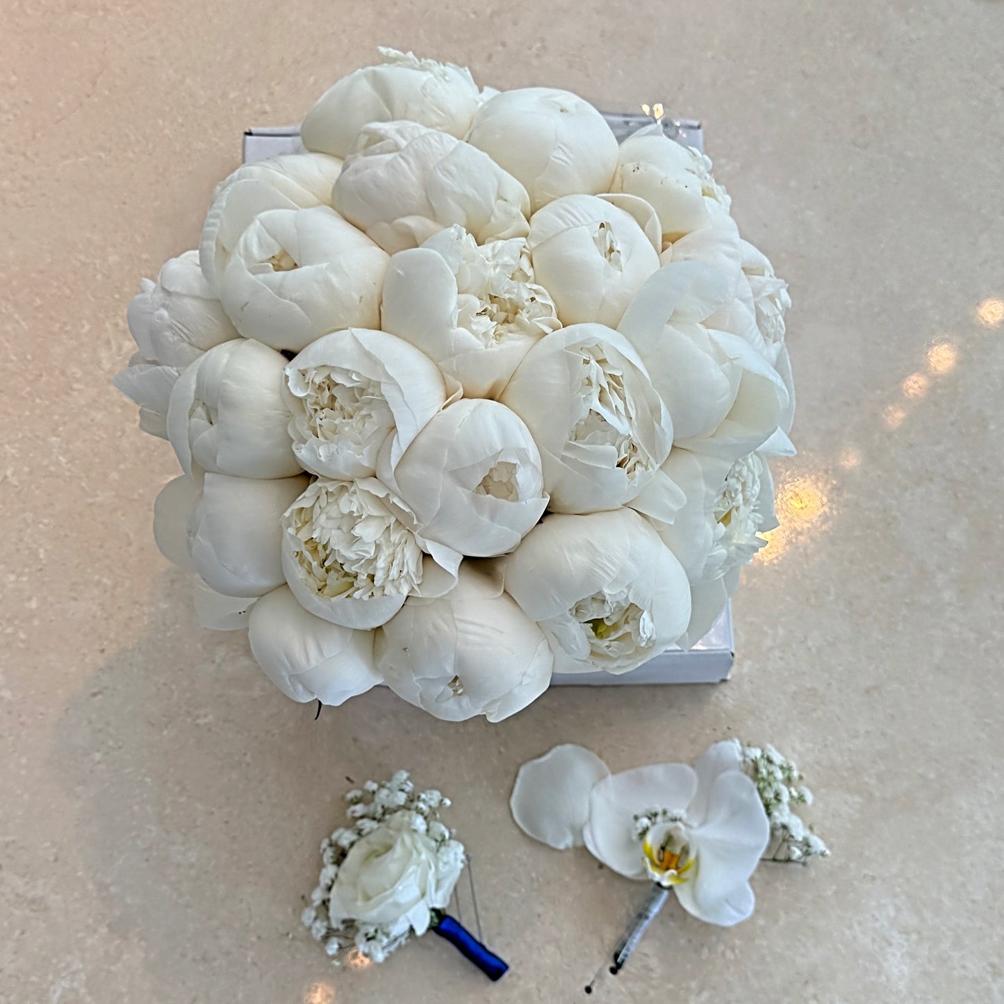 White Peony Bridal Flower Bouquet - Miami Flower Store Same-Day Delivery Fort Lauderdale Brickell Aventura Las Olas Hallendale Beach Hollywood Sunny Isles