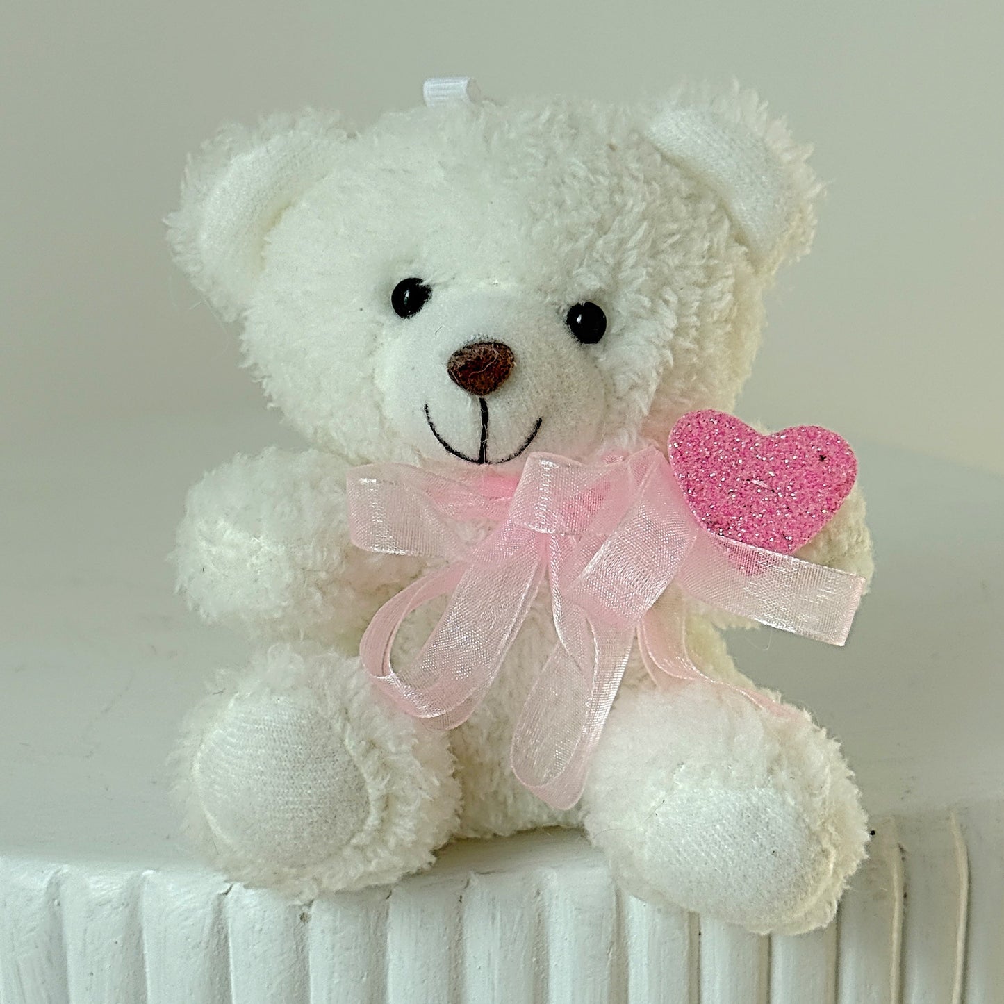 5" Sitting White Stuffed Teddy Bear - Miami Flower Store Same-Day Delivery Fort Lauderdale Brickell Aventura Las Olas Hallendale Beach Hollywood Sunny Isles