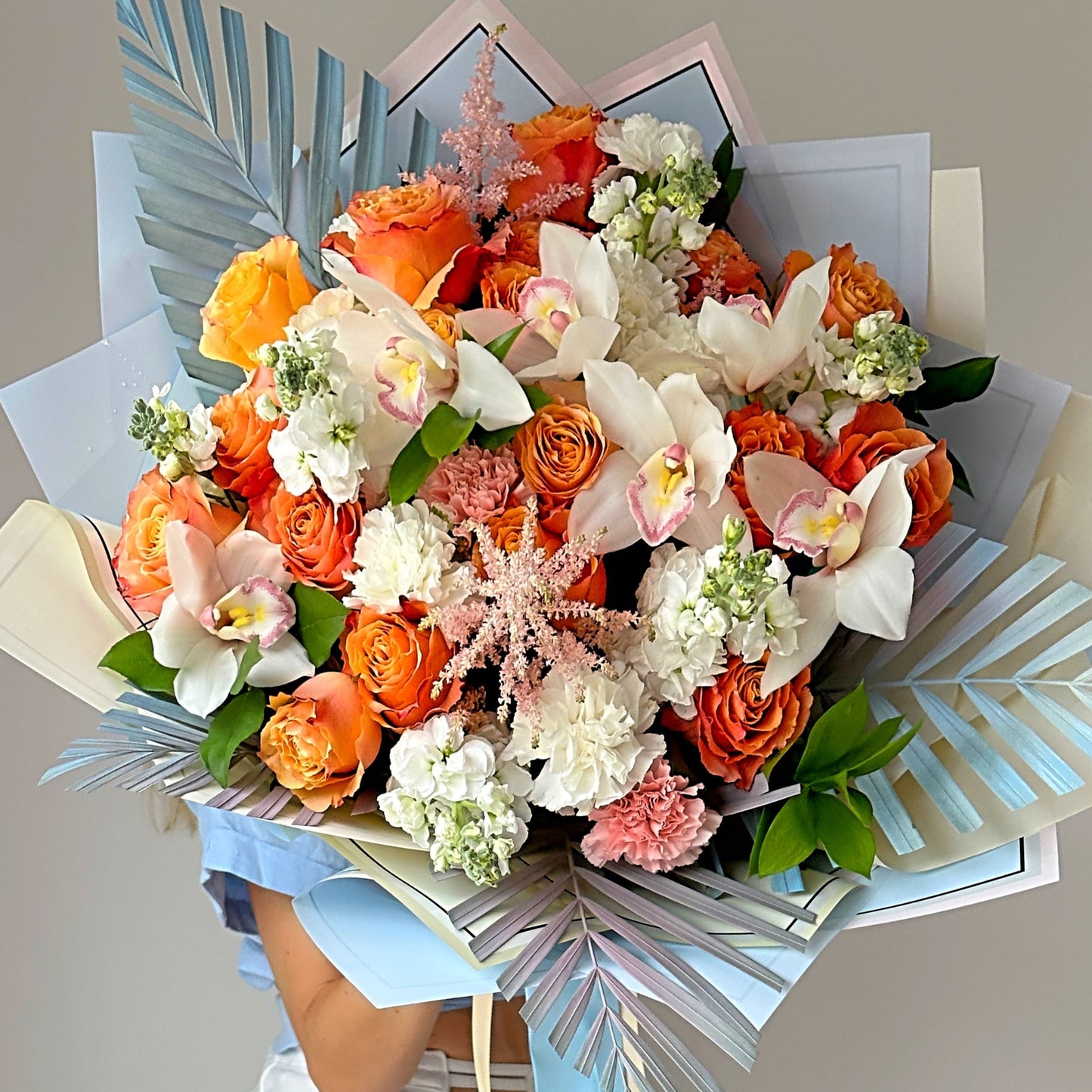 Orange Roses & White Callas Mix Flower Bouquet - Miami Flower Store Same-Day Delivery Fort Lauderdale Brickell Aventura Las Olas Hallendale Beach Hollywood Sunny Isles