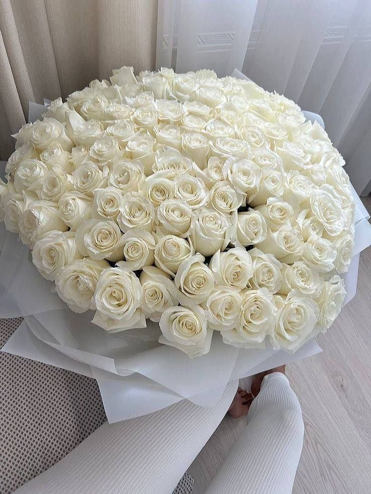 50 White Rose Flower Bouquet - Miami Flower Store Same-Day Delivery Fort Lauderdale Brickell Aventura Las Olas Hallendale Beach Hollywood Sunny Isles