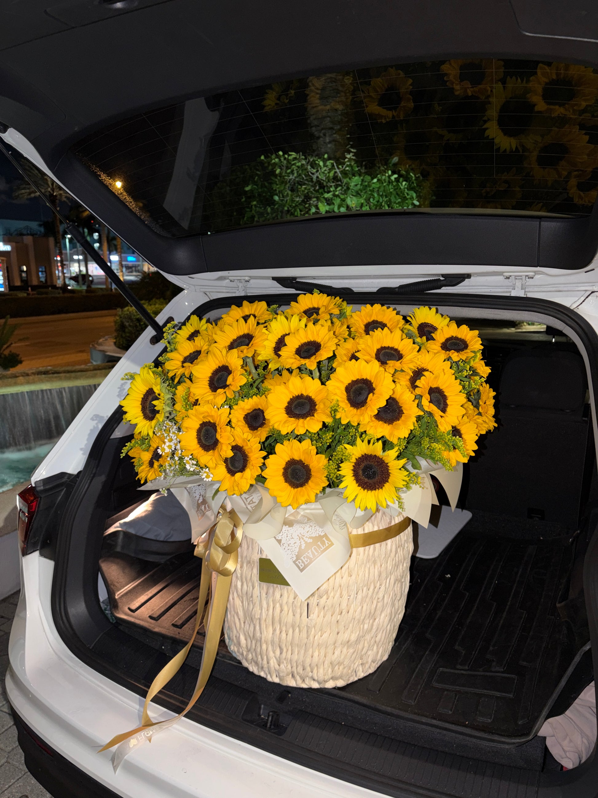 Sunflower Bouquet in A Oversized Basket - Miami Flower Store Same-Day Delivery Fort Lauderdale Brickell Aventura Las Olas Hallendale Beach Hollywood Sunny Isles