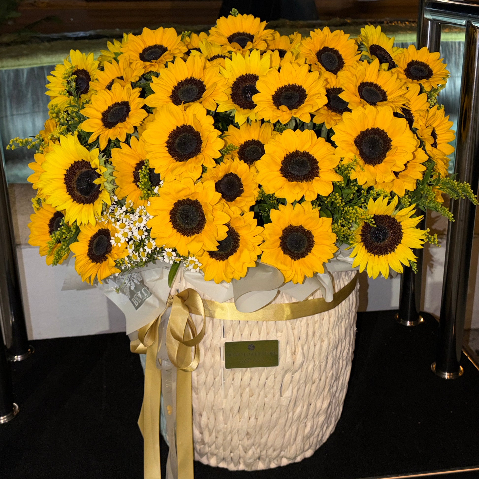 Sunflower Bouquet in A Oversized Basket - Miami Flower Store Same-Day Delivery Fort Lauderdale Brickell Aventura Las Olas Hallendale Beach Hollywood Sunny Isles