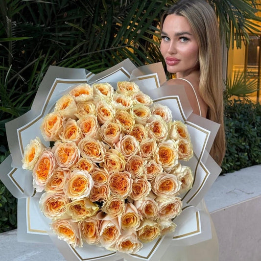 50 Yellow Garden Rose Flower Bouquet - Miami Flower Store Same-Day Delivery Fort Lauderdale Brickell Aventura Las Olas Hallendale Beach Hollywood Sunny Isles
