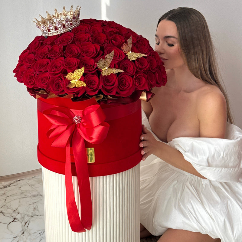 Romantic Red Rose Flower Box