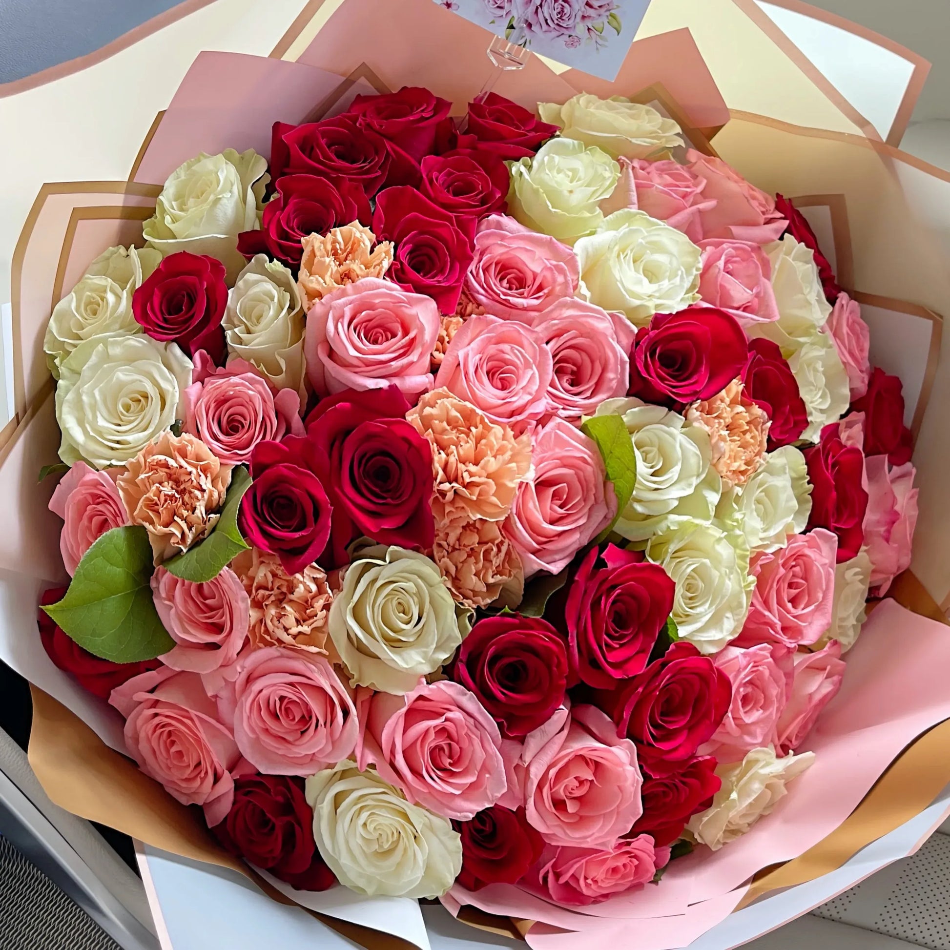 75 Rose Flower Bouquet Of Colored Mixed Roses - Miami Flower Store Delivery Fort Lauderdale