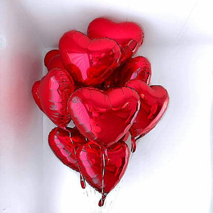 15 Metallic Foil Red Heart Balloons - Miami Flower Store Delivery Fort Lauderdale