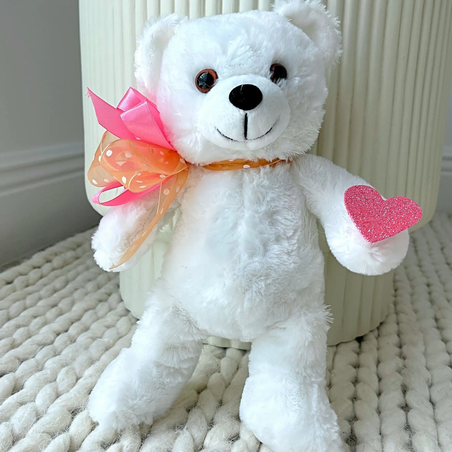 9" White Stuffed Teddy Bear - Miami Flower Store Delivery Fort Lauderdale