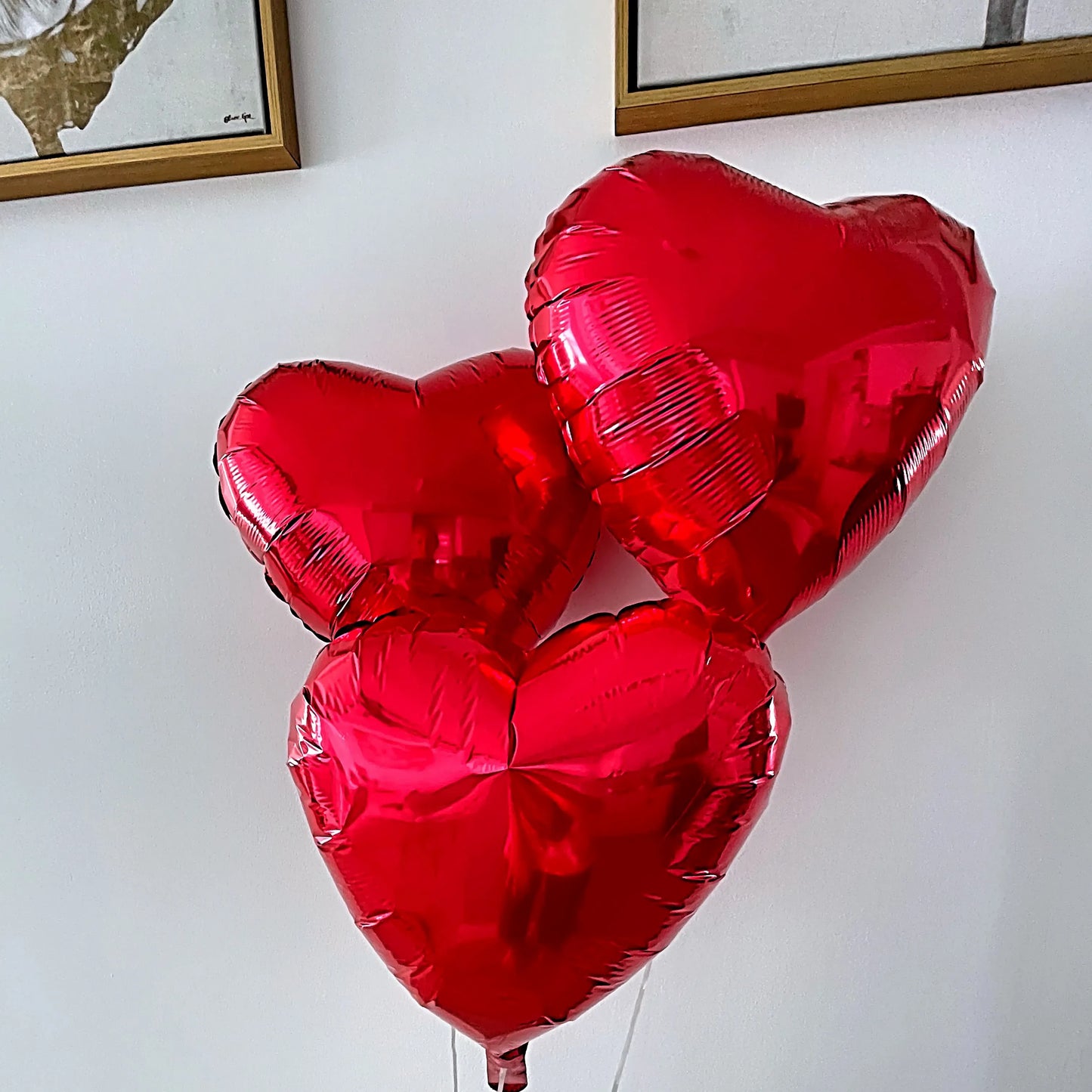 3 or 5 Red Metallic Foil Heart Shaped Balloons - Miami Flower Store Same-Day Delivery Fort Lauderdale Brickell Aventura Las Olas Hallendale Beach Hollywood Sunny Isles