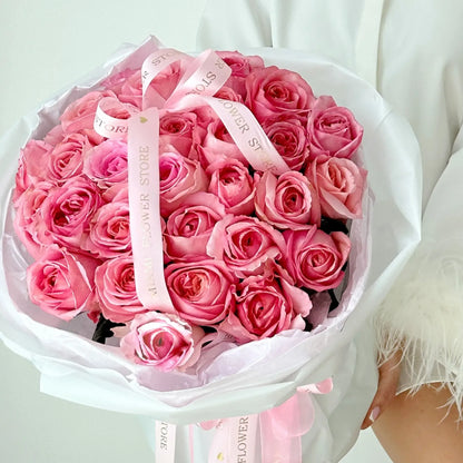 Luxurious Rose Flower Bouquet "Pink Expression" - Miami Flower Store Delivery Fort Lauderdale