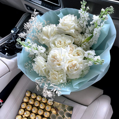 White Rose Flower Bouquet - Miami Flower Store Delivery Fort Lauderdale