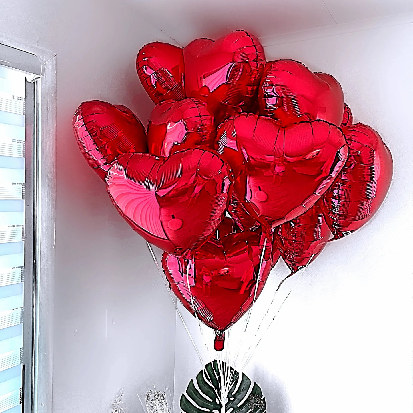 15 Metallic Foil Red Heart Balloons - Miami Flower Store Same-Day Delivery Fort Lauderdale Brickell Aventura Las Olas Hallendale Beach Hollywood Sunny Isles