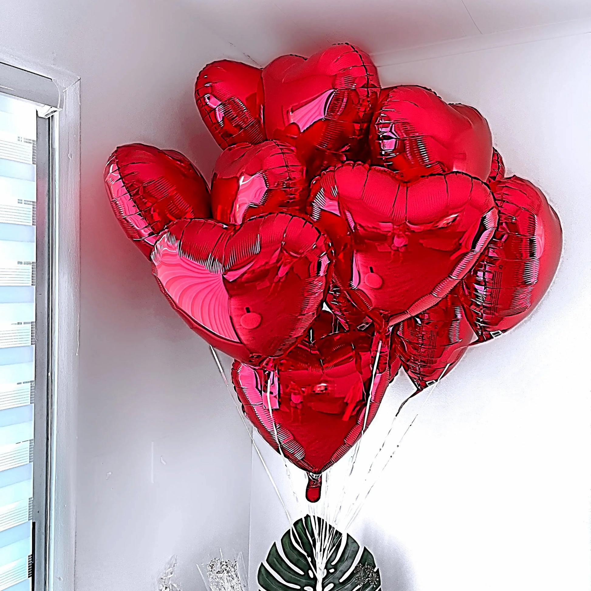 15 Metallic Foil Red Heart Balloons - Miami Flower Store Delivery Fort Lauderdale