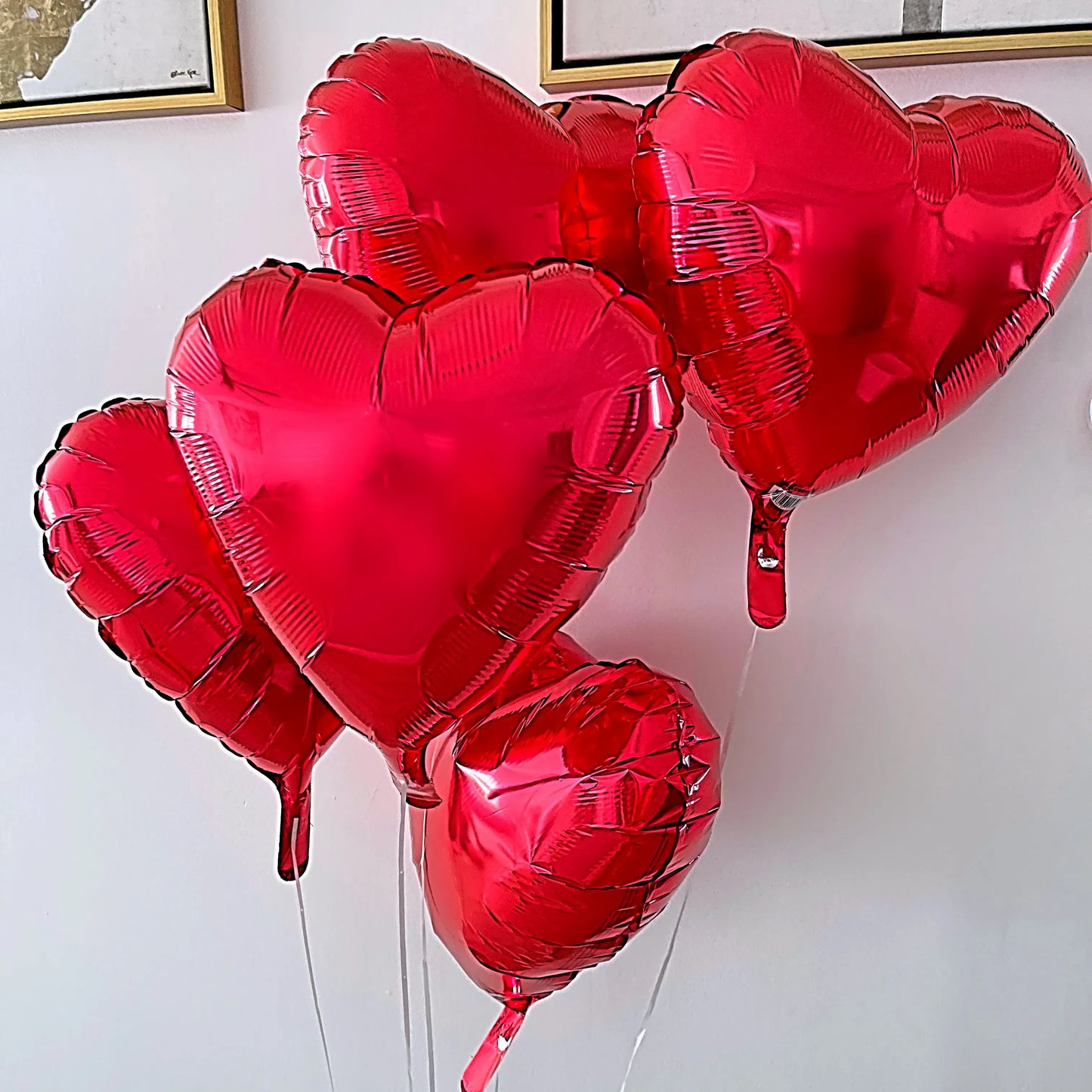 3 or 5 Red Metallic Foil Heart Shaped Balloons - Miami Flower Store Same-Day Delivery Fort Lauderdale Brickell Aventura Las Olas Hallendale Beach Hollywood Sunny Isles