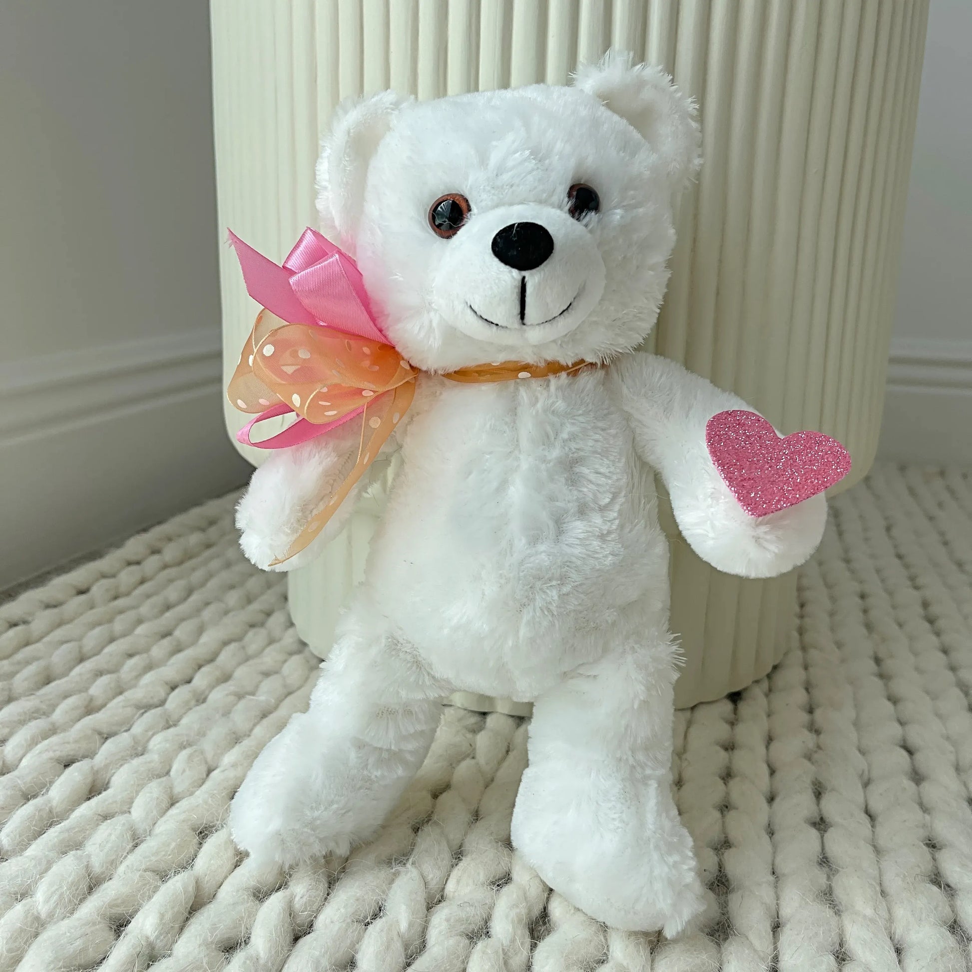 9" White Stuffed Teddy Bear - Miami Flower Store Delivery Fort Lauderdale