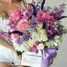 Purple & Pink Rose Flower Bouquet In A Box - Miami Flower Store Delivery Fort Lauderdale