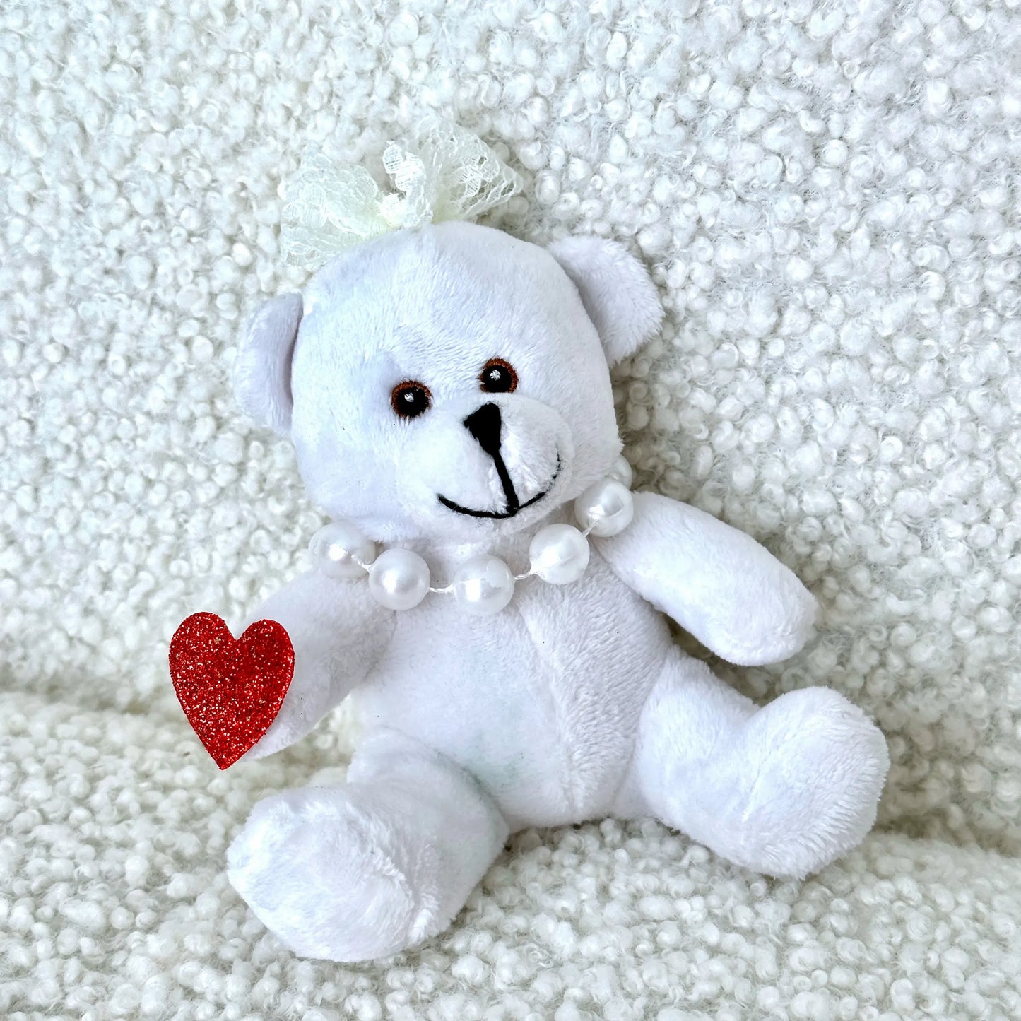 5" Sitting White Stuffed Teddy Bear - Miami Flower Store Delivery Fort Lauderdale