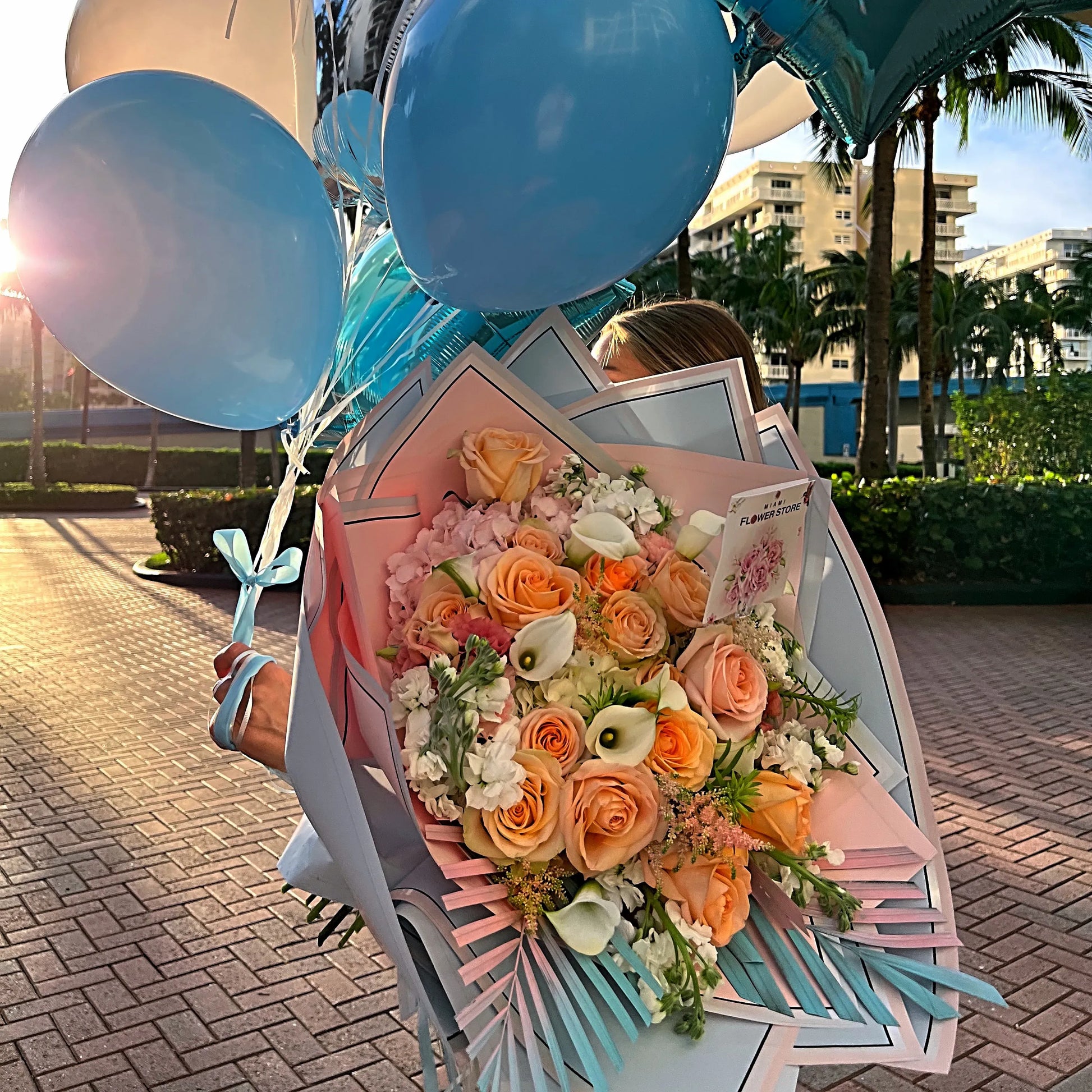 Orange Roses & White Callas Mix Flower Bouquet - Miami Flower Store Delivery Fort Lauderdale