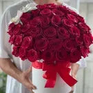 75 Red Rose Flower Bouquet With Orchid In A Box - Miami Flower Store Delivery Fort Lauderdale