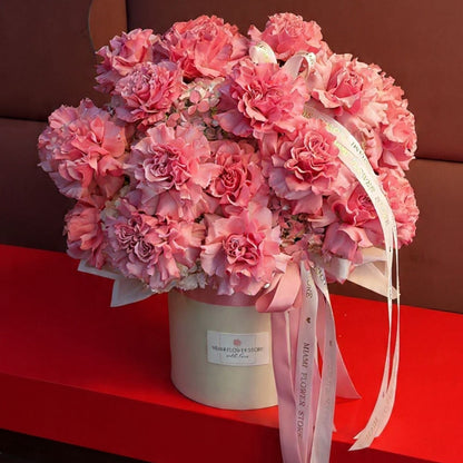Pink Rose Arrangement With Hydrangea In A Box/ Cherry Garden - Miami Flower Store Same-Day Delivery Fort Lauderdale Brickell Aventura Las Olas Hallendale Beach Hollywood Sunny Isles