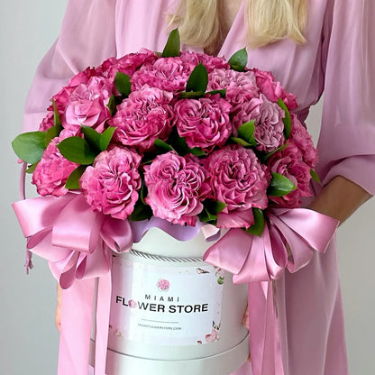 Pink Rose Flower Bouquet In A Box - Miami Flower Store Delivery Fort Lauderdale