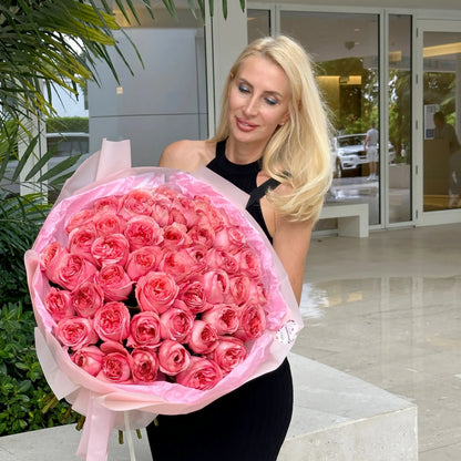 Luxurious Rose Flower Bouquet "Pink Expression" - Miami Flower Store Delivery Fort Lauderdale