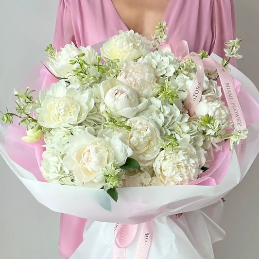 Peony & Hydrangea Flower Bouquet - Miami Flower Store Same-Day Delivery Fort Lauderdale Brickell Aventura Las Olas Hallendale Beach Hollywood Sunny Isles