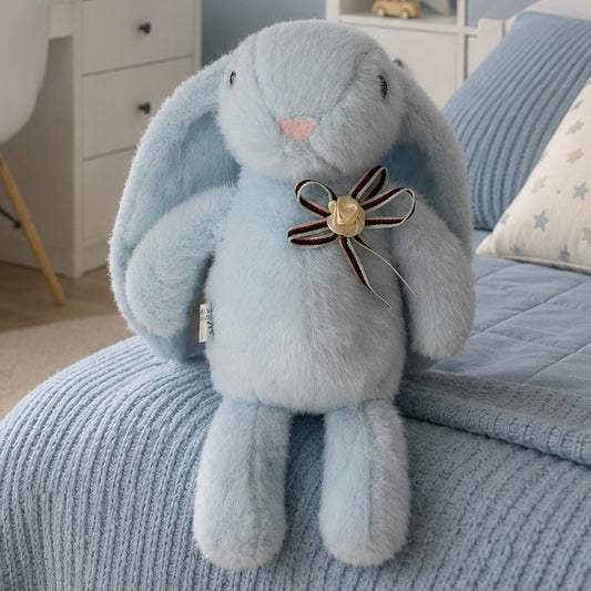 11" Skyler Bunny/ Luxury Blue Plush Bunny - Miami Flower Store Same-Day Delivery Fort Lauderdale Brickell Aventura Las Olas Hallendale Beach Hollywood Sunny Isles
