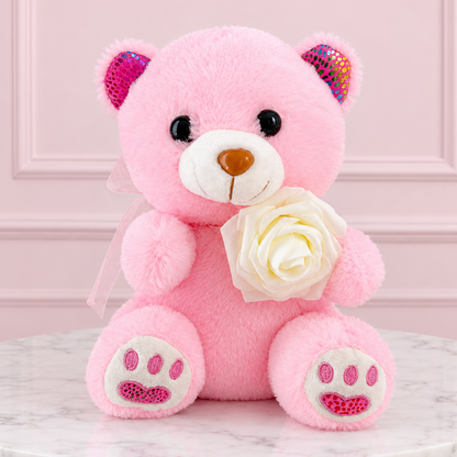 11" Pink Stuffed Teddy Bear - Miami Flower Store Same-Day Delivery Fort Lauderdale Brickell Aventura Las Olas Hallendale Beach Hollywood Sunny Isles